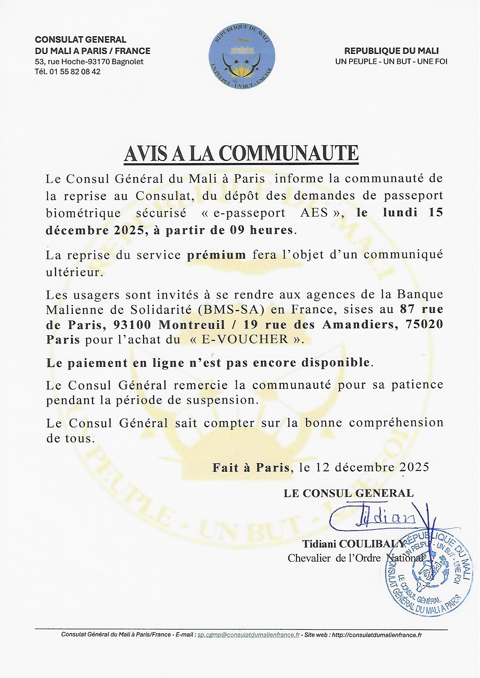 Consulat Général du Mali en France