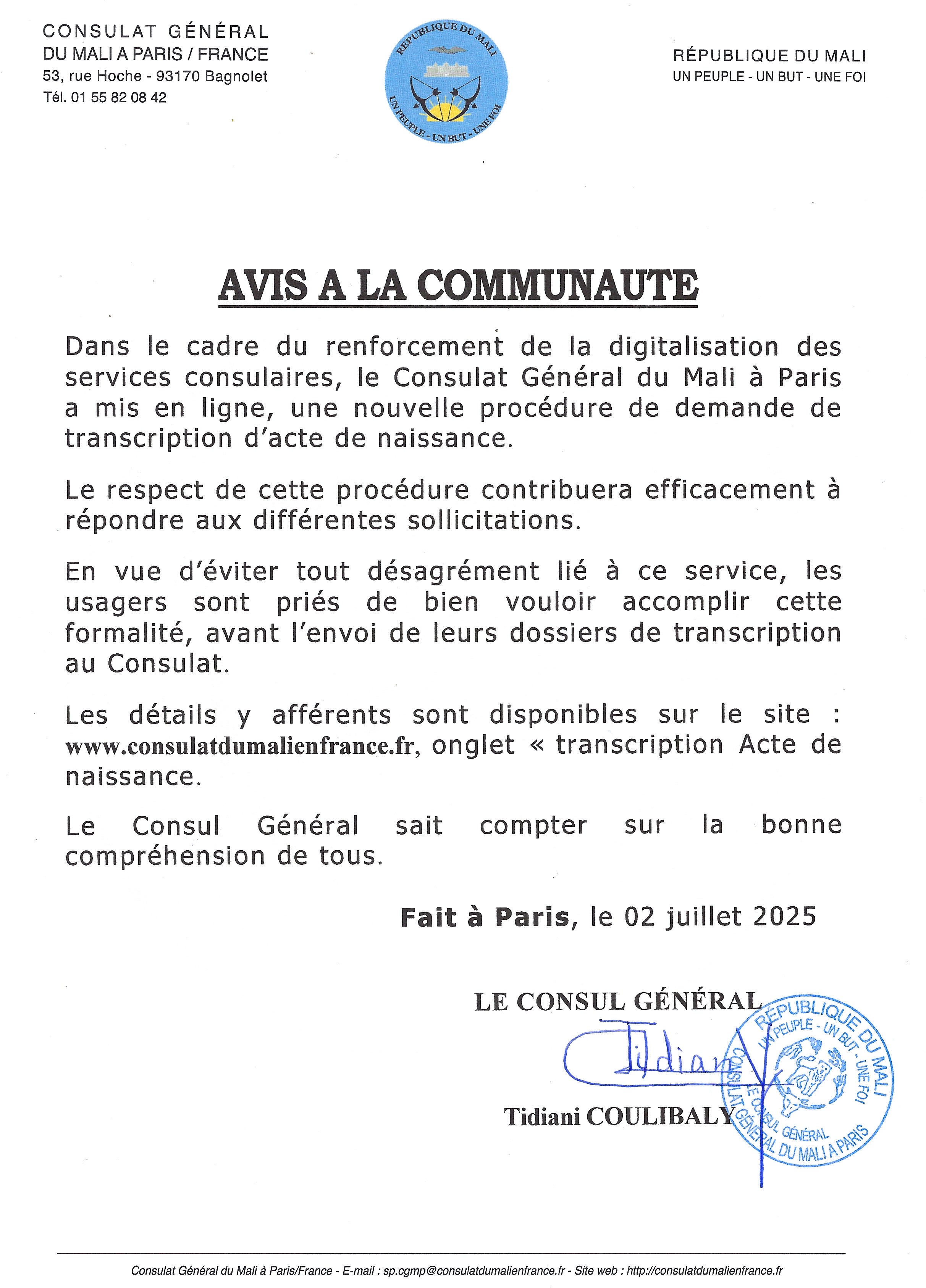 Consulat Général du Mali en France