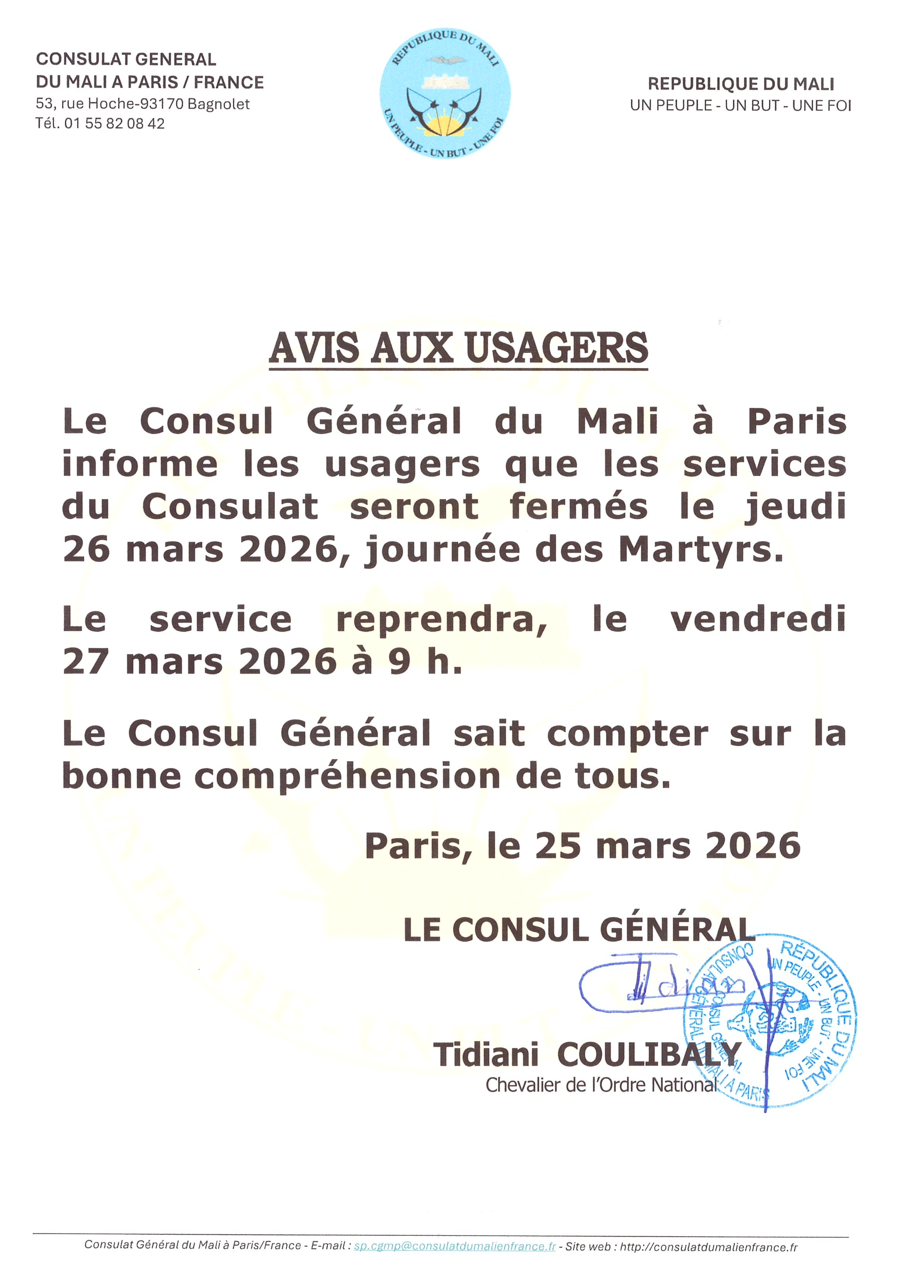 Consulat Général du Mali en France